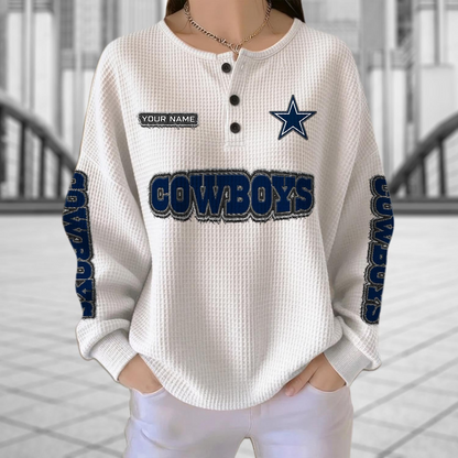 DAL x NFL Personalized Waffle Knit Henley Sweatshirt 2005 DatND DVT
