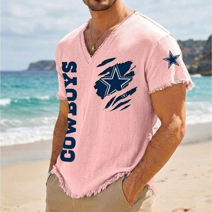 DAL x NFL V-Neck Linen Beach Shirt 1905 DatND DVT
