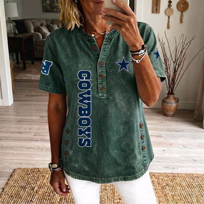DAL x NFL Womenƒ??s Denim Casual Tops DATND LBN 190526
