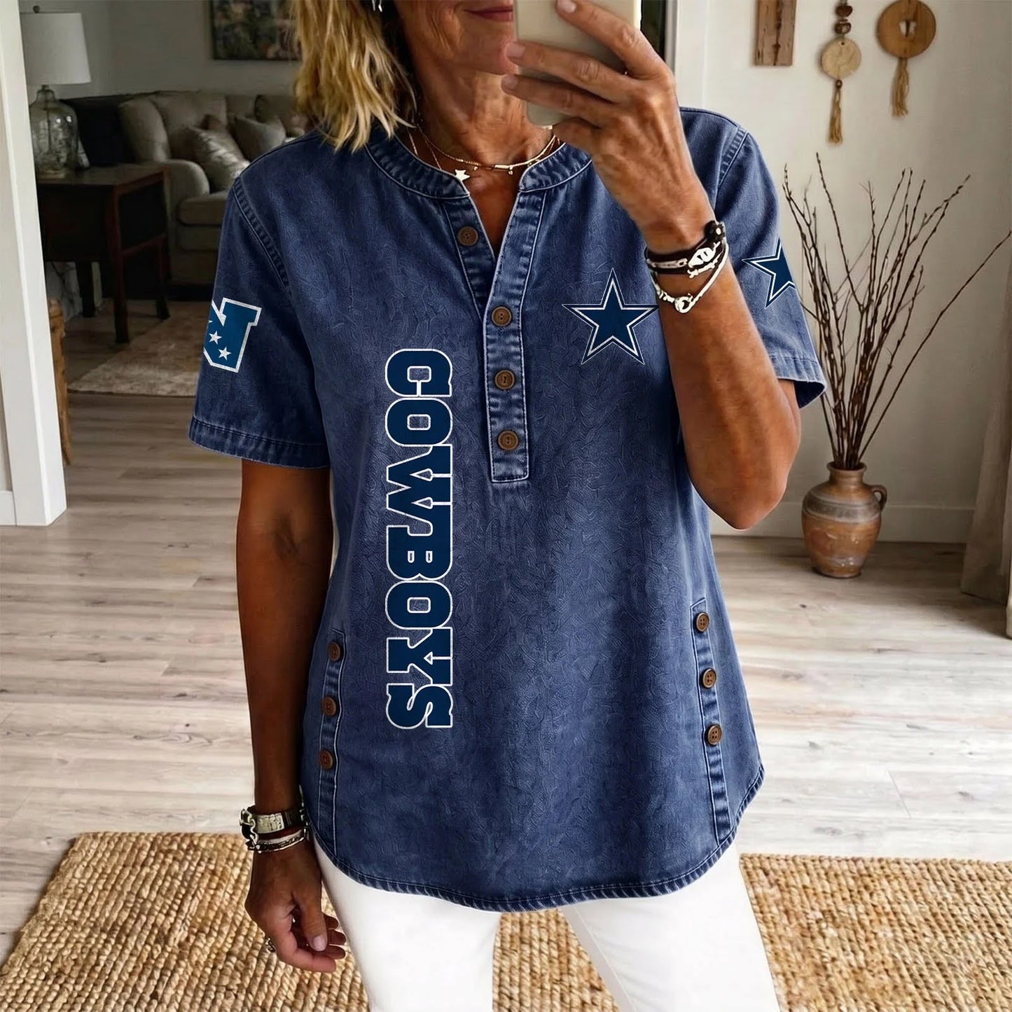 DAL x NFL Womenƒ??s Denim Casual Tops DATND LBN 190526