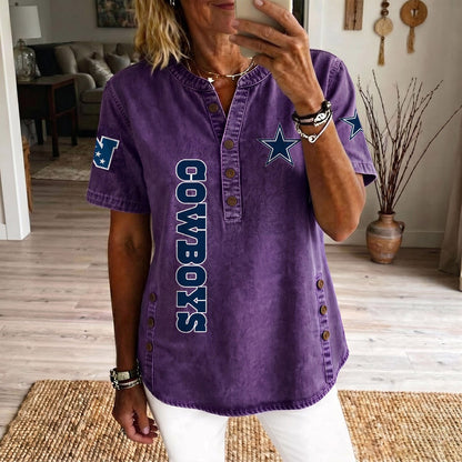DAL x NFL Womenƒ??s Denim Casual Tops DATND LBN 190526