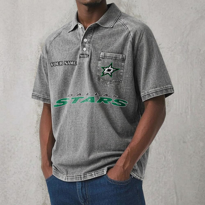 DAL x NHL Men's Distressed Turn-Down Collar Polo DATND TANTD 250526
