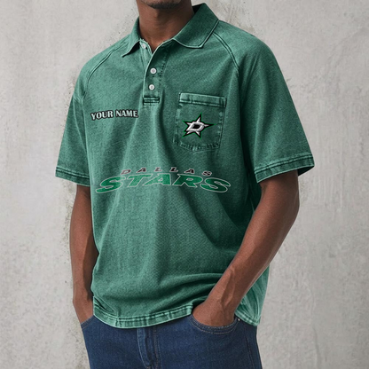 DAL x NHL Men's Distressed Turn-Down Collar Polo DATND TANTD 250526