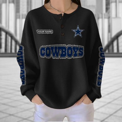 DAL x NFL Personalized Waffle Knit Henley Sweatshirt 2005 DatND DVT