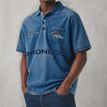 DEN x NFL Men's Distressed Turn-Down Collar Polo DATND TANTD 250526