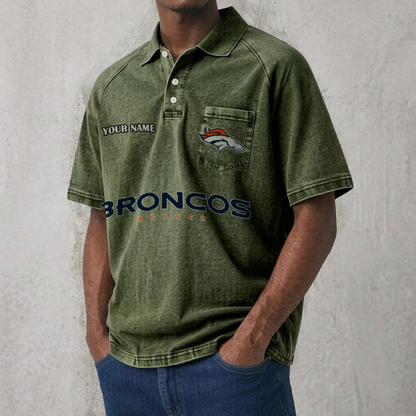 DEN x NFL Men's Distressed Turn-Down Collar Polo DATND TANTD 250526