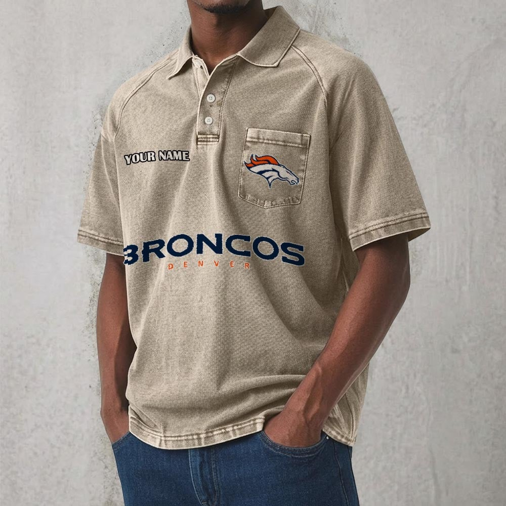 DEN x NFL Men's Distressed Turn-Down Collar Polo DATND TANTD 250526