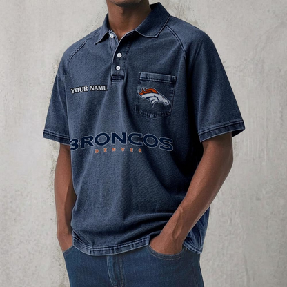 DEN x NFL Men's Distressed Turn-Down Collar Polo DATND TANTD 250526