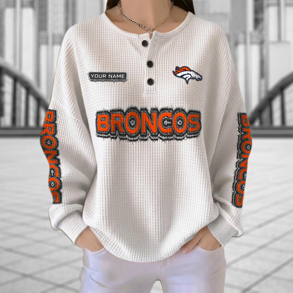 DEN x NFL Personalized Waffle Knit Henley Sweatshirt 2005 DatND DVT