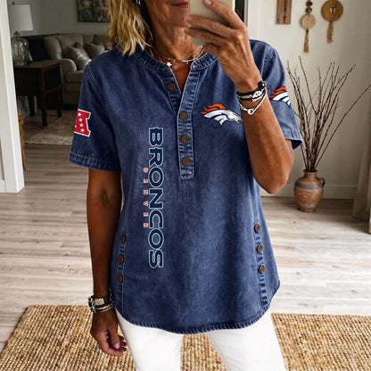 DEN x NFL Womenƒ??s Denim Casual Tops DATND LBN 190526