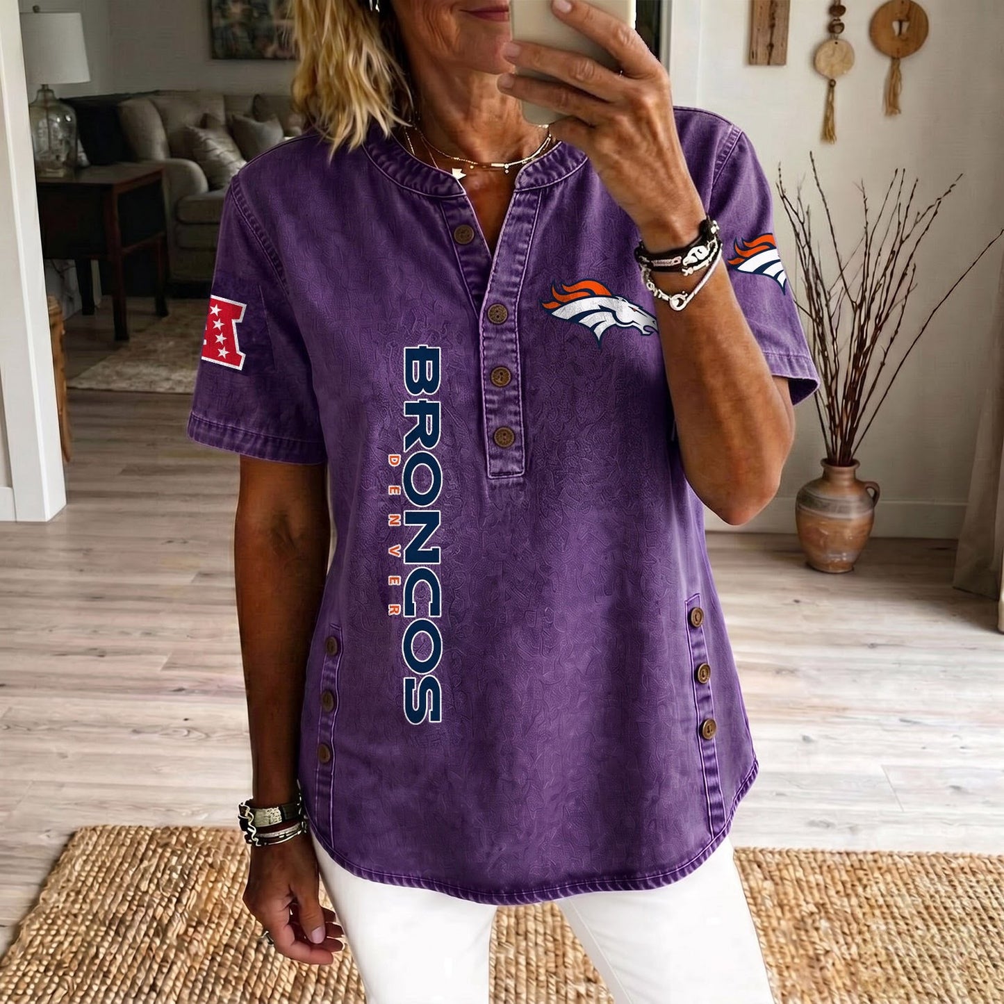DEN x NFL Womenƒ??s Denim Casual Tops DATND LBN 190526