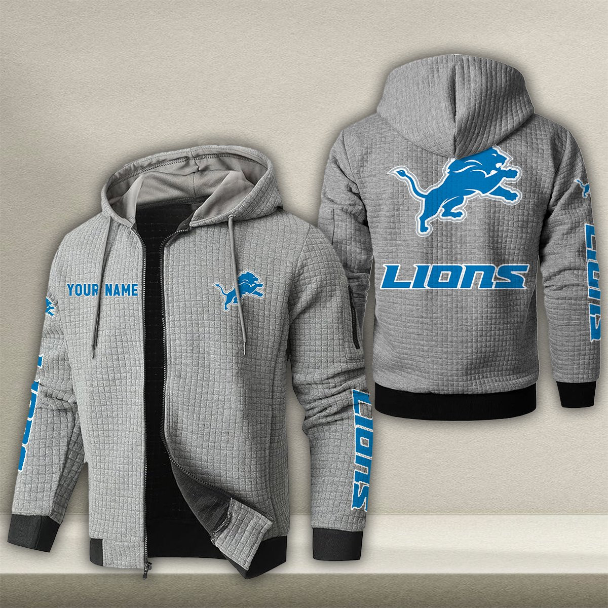 DET x NFL Quilted Zip Hoodie DatND DVT