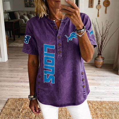 DET x NFL Womenƒ??s Denim Casual Tops DATND LBN 190526