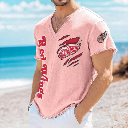DET x NHL V-Neck Linen Beach Shirt 1905 DatND DVT