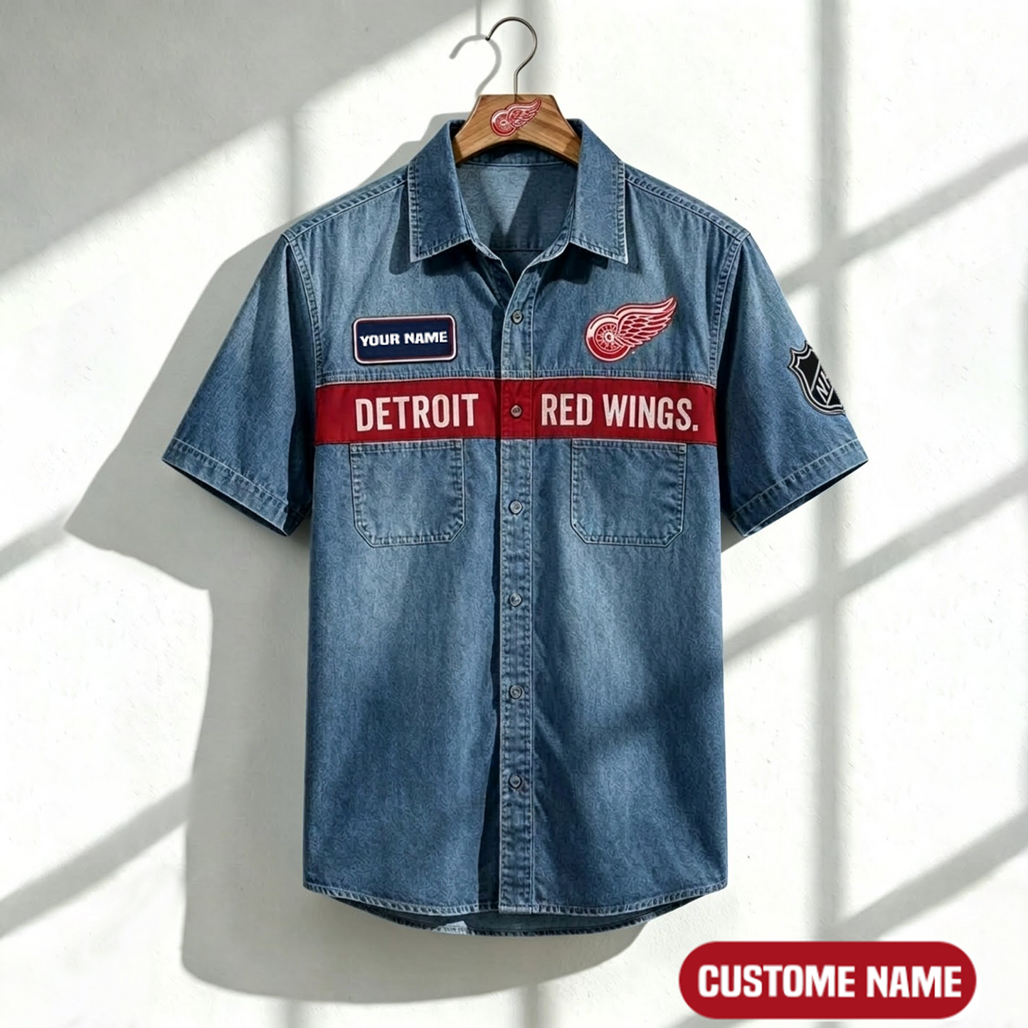 DRW x NHL Print Denim Short-Sleeve Work Shirt 180526 DatND LBN