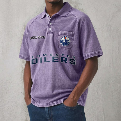 EDM x NHL Men's Distressed Turn-Down Collar Polo DATND TANTD 250526