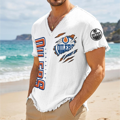 EDM x NHL V-Neck Linen Beach Shirt 1905 DatND DVT