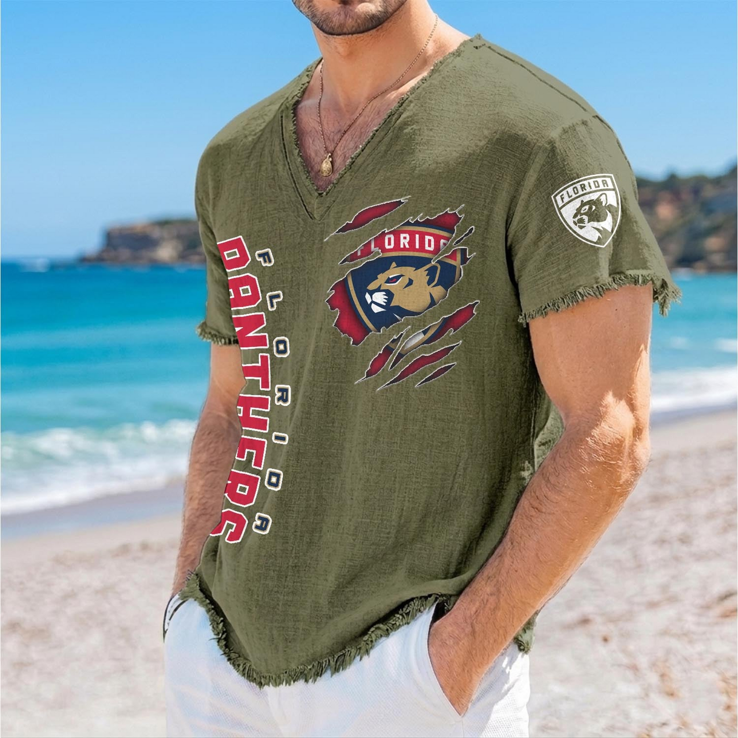 FLA x NHL V-Neck Linen Beach Shirt 1905 DatND DVT
