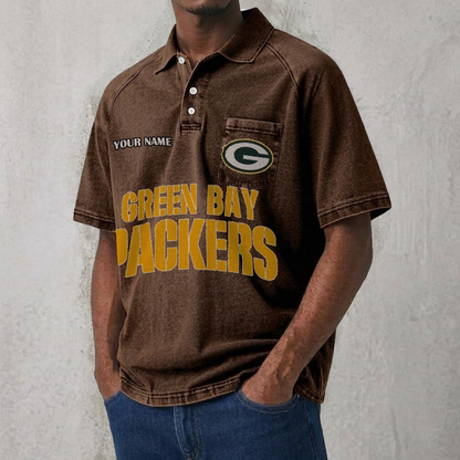 GB x NFL Men's Distressed Turn-Down Collar Polo DATND TANTD 250526