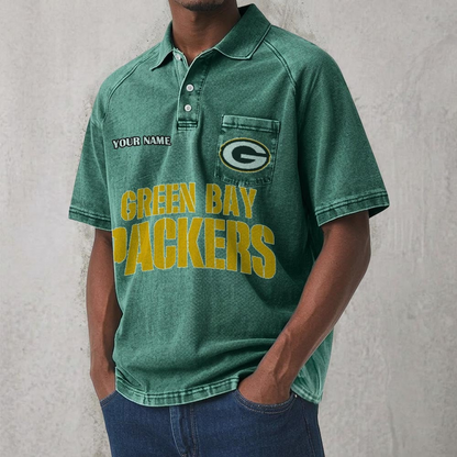 GB x NFL Men's Distressed Turn-Down Collar Polo DATND TANTD 250526