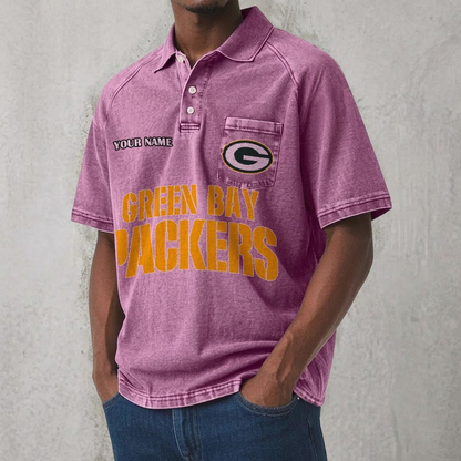 GB x NFL Men's Distressed Turn-Down Collar Polo DATND TANTD 250526