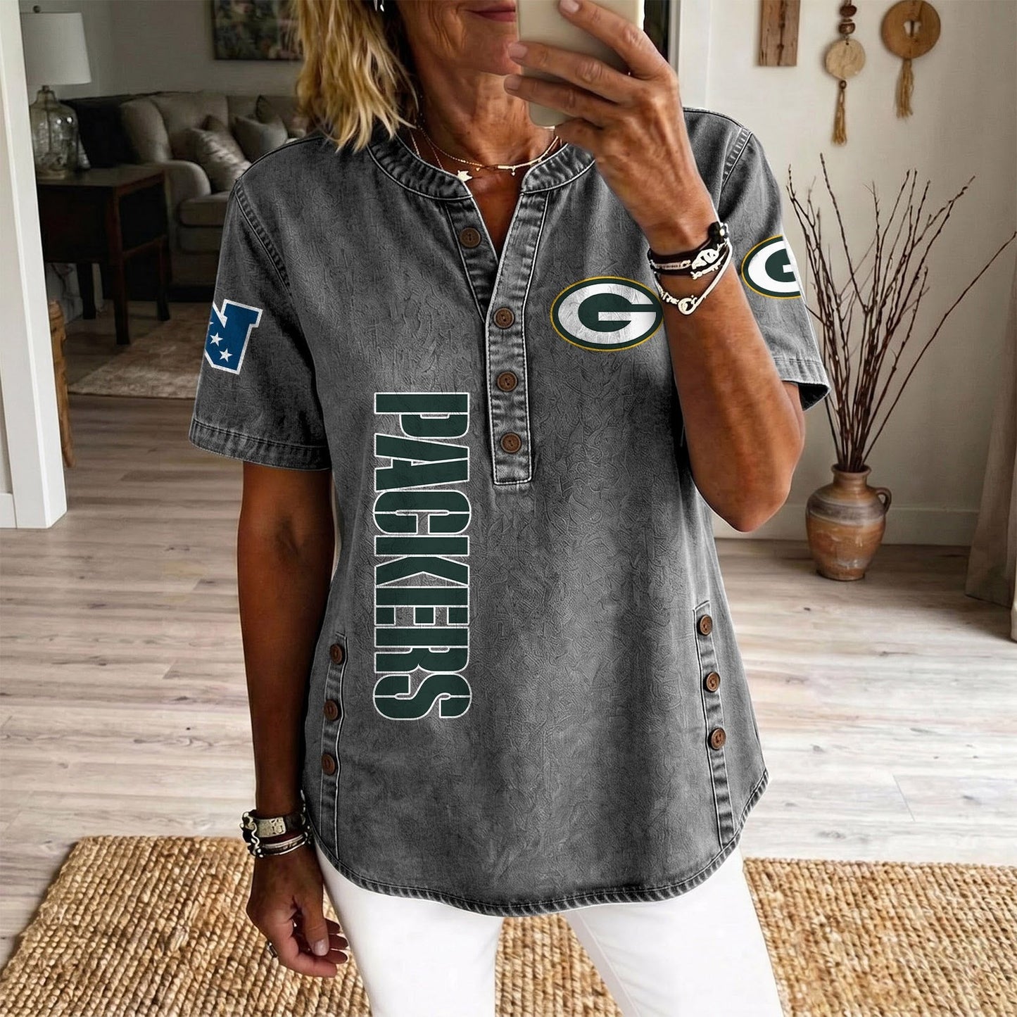 GB x NFL Womenƒ??s Denim Casual Tops DATND LBN 190526