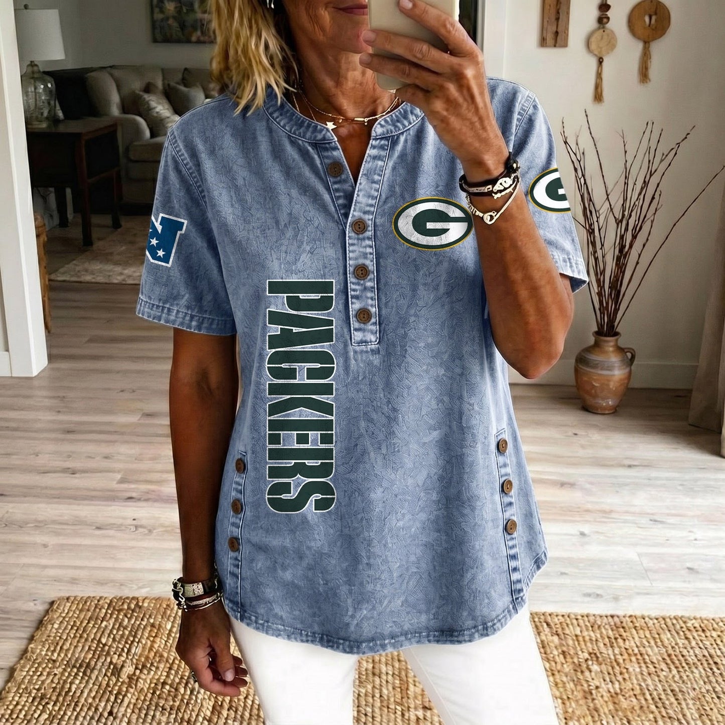 GB x NFL Womenƒ??s Denim Casual Tops DATND LBN 190526