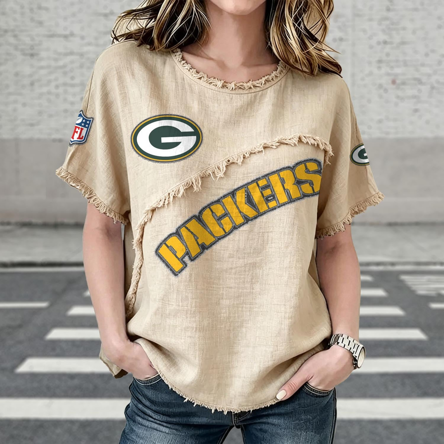 GB x NFL Womenƒ??s Vintage O-Neck 2905 DatND DVT