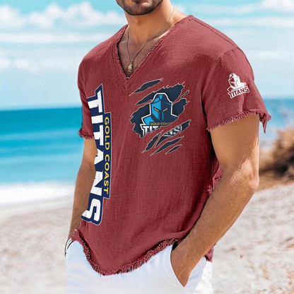 GLD x NRL V-Neck Linen Beach Shirt 1905 DatND DVT