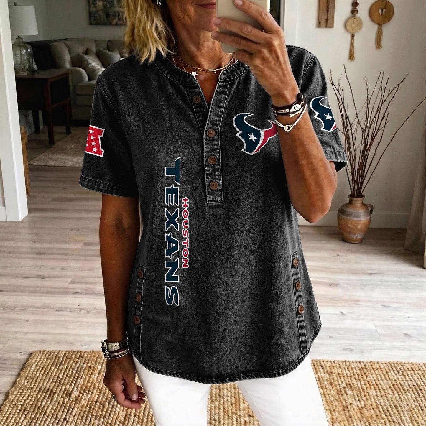 HOU x NFL Womenƒ??s Denim Casual Tops DATND LBN 190526