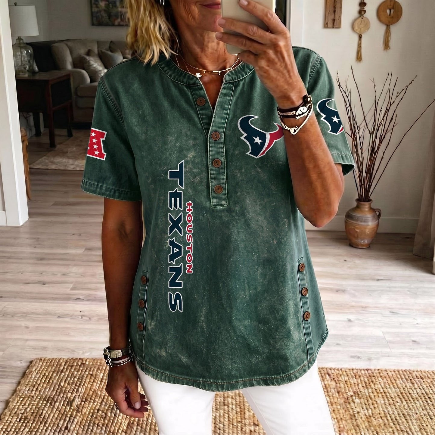 HOU x NFL Womenƒ??s Denim Casual Tops DATND LBN 190526