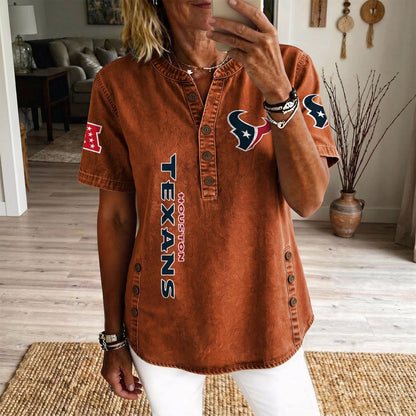 HOU x NFL Womenƒ??s Denim Casual Tops DATND LBN 190526