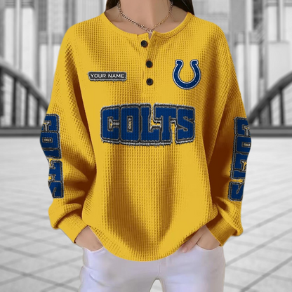 IND x NFL Personalized Waffle Knit Henley Sweatshirt 2005 DatND DVT