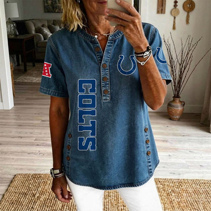 IND x NFL Womenƒ??s Denim Casual Tops DATND LBN 190526