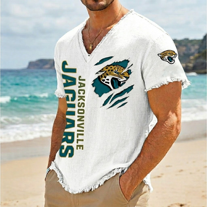 JAC x NFL V-Neck Linen Beach Shirt 1905 DatND DVT