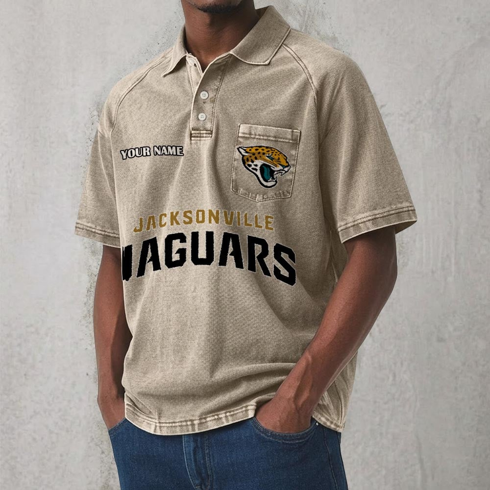 JAX x NFL Men's Distressed Turn-Down Collar Polo DATND TANTD 250526