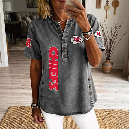 KAN x NFL Womenƒ??s Denim Casual Tops DATND LBN 190526