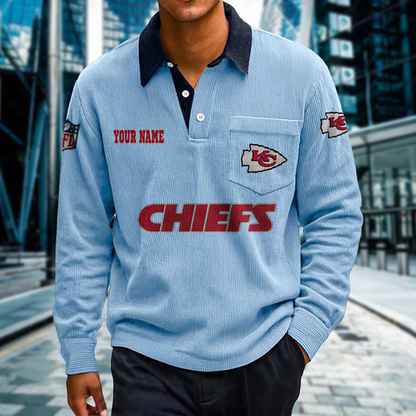 KC X Premium NFL Corduroy color-blocked long-sleeved shirt NDT NHT