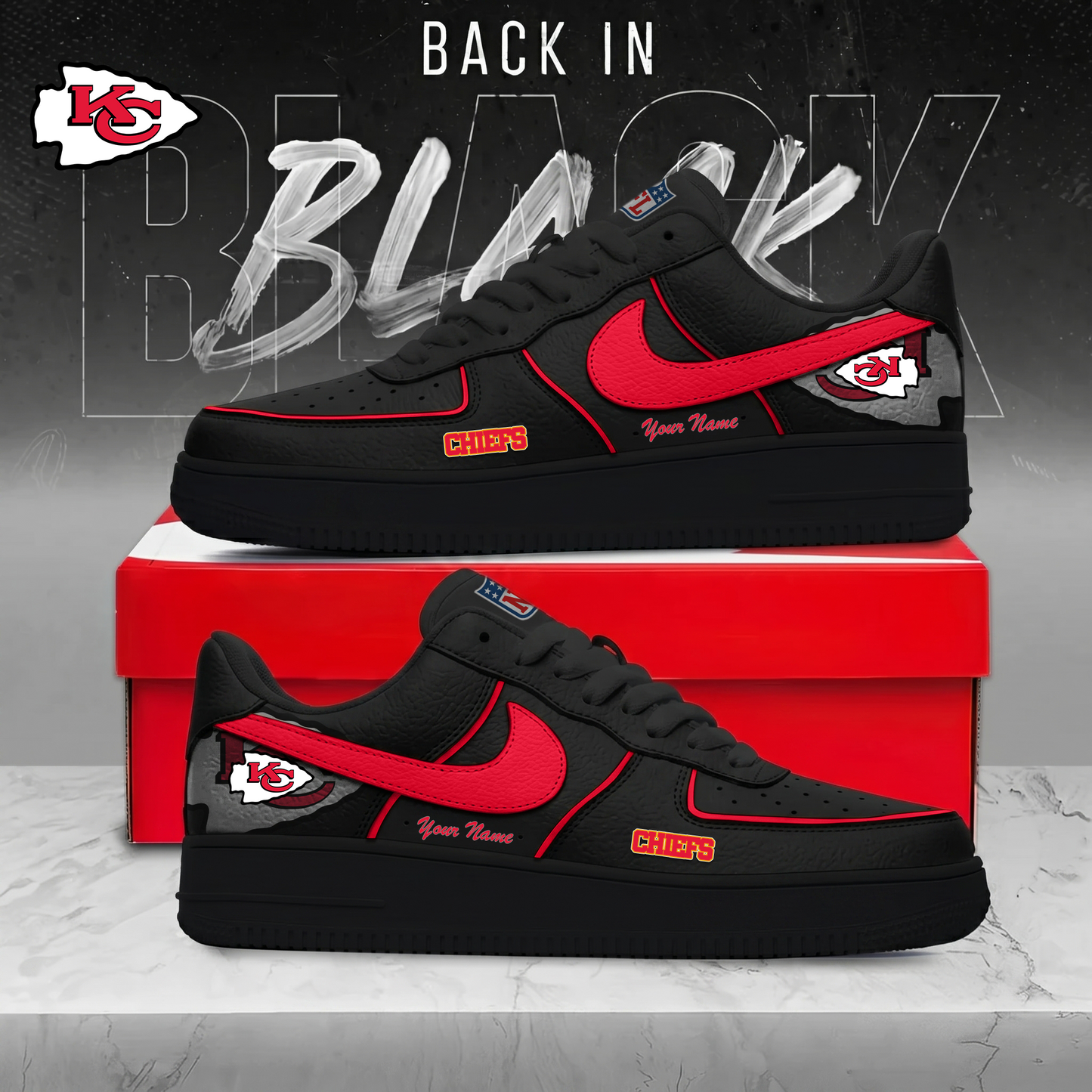 KCC x NFL Back In Black AF1 Sneakers 250626