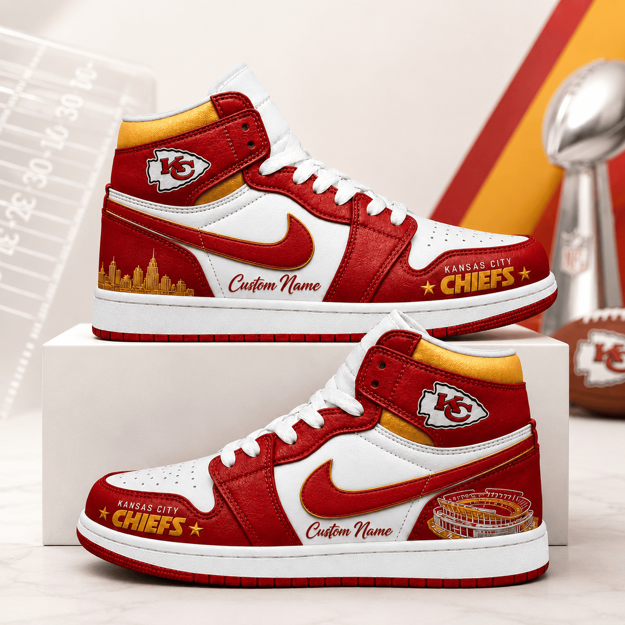 KCC x NFL Luxury Air Jordan 1 Sneakers 230626