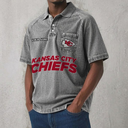 KCC x NFL Men's Distressed Turn-Down Collar Polo DATND TANTD 250526