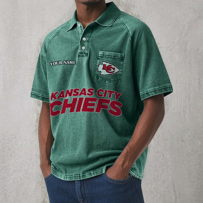 KCC x NFL Men's Distressed Turn-Down Collar Polo DATND TANTD 250526