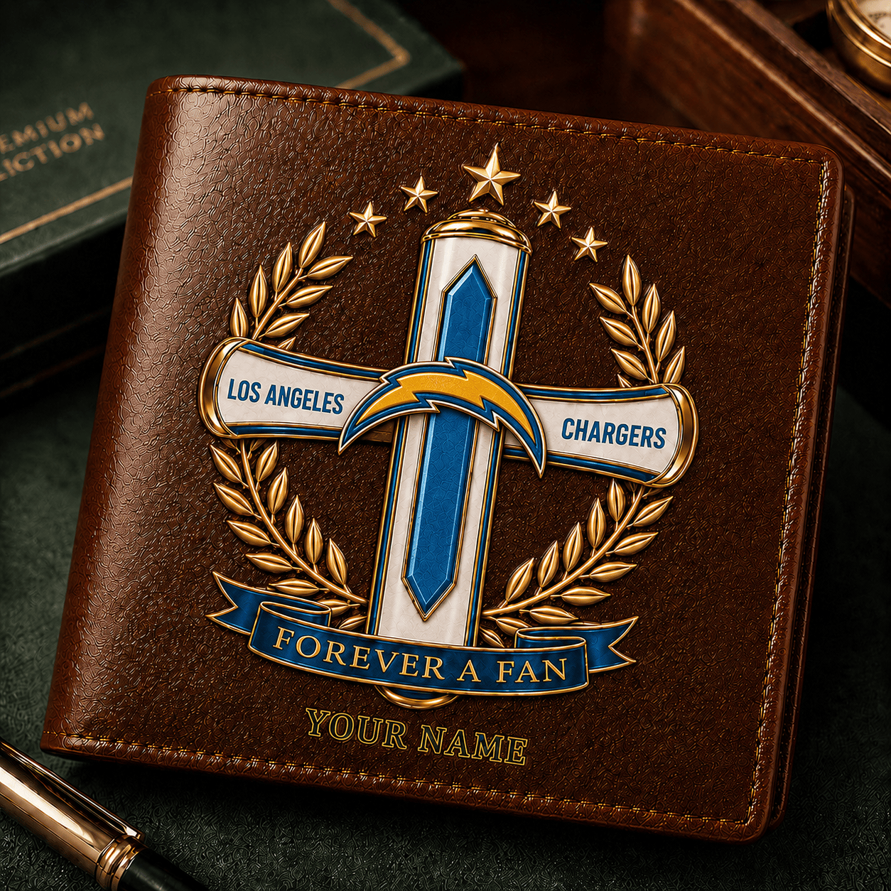 LAC x NFL Cross Men Leather Wallet Custom Any Name Gifts 220626