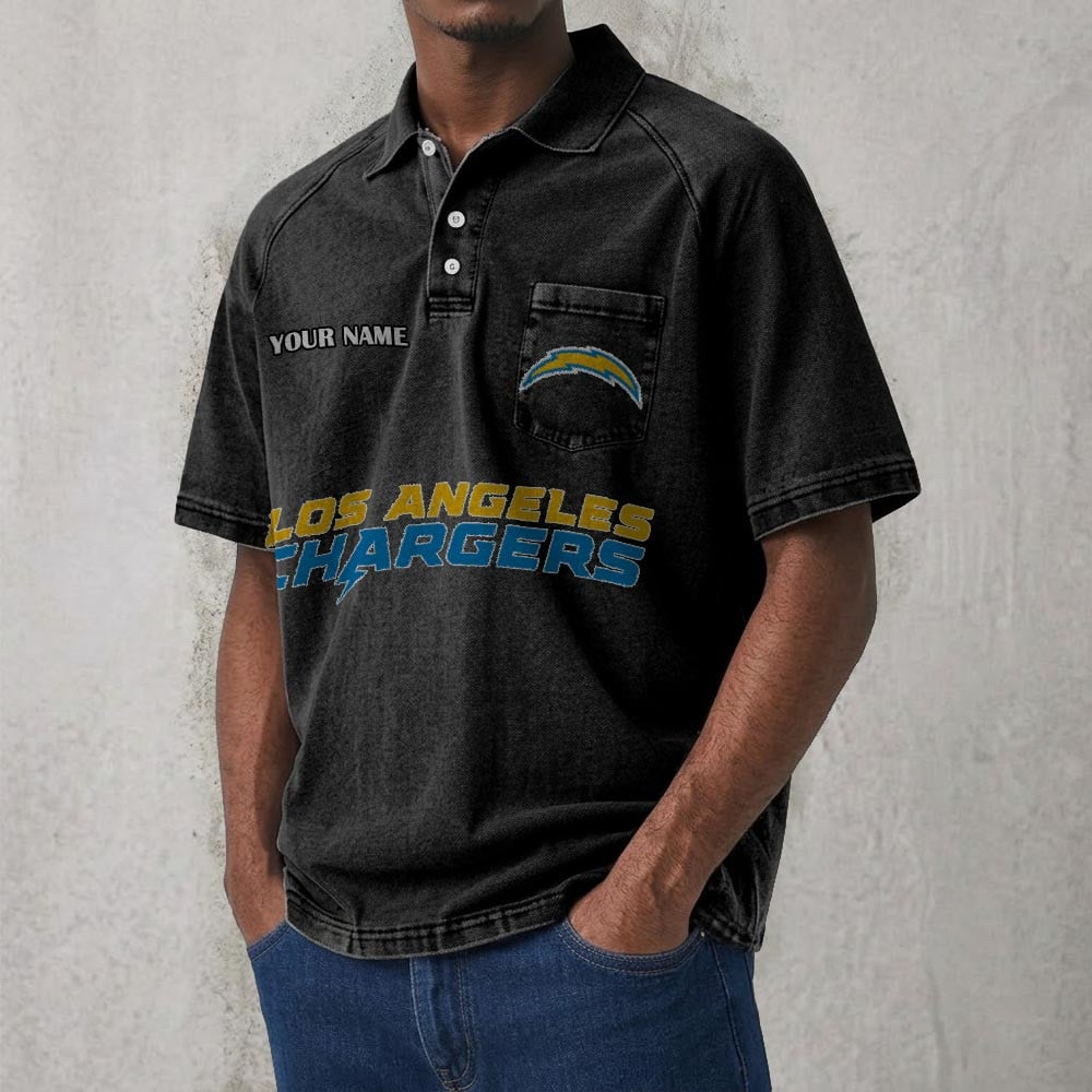 LAC x NFL Men's Distressed Turn-Down Collar Polo DATND TANTD 250526