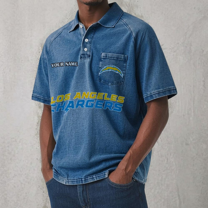 LAC x NFL Men's Distressed Turn-Down Collar Polo DATND TANTD 250526