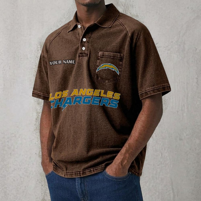 LAC x NFL Men's Distressed Turn-Down Collar Polo DATND TANTD 250526