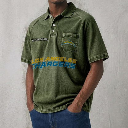 LAC x NFL Men's Distressed Turn-Down Collar Polo DATND TANTD 250526