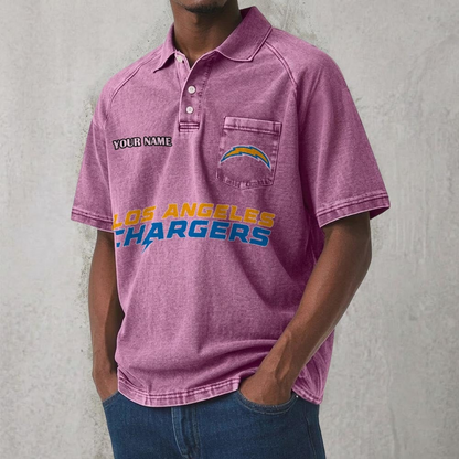 LAC x NFL Men's Distressed Turn-Down Collar Polo DATND TANTD 250526