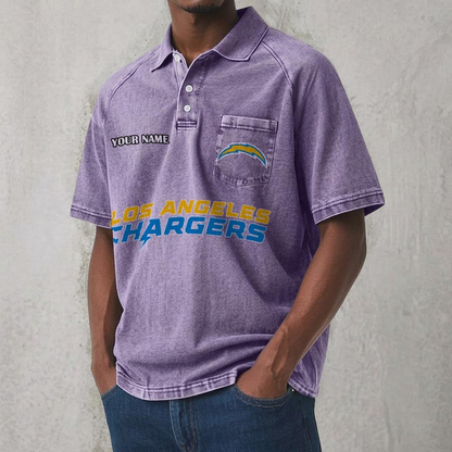 LAC x NFL Men's Distressed Turn-Down Collar Polo DATND TANTD 250526