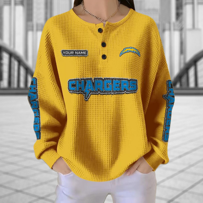 LAC x NFL Personalized Waffle Knit Henley Sweatshirt 2005 DatND DVT